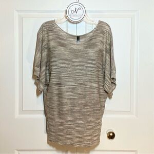 MASSINI Women’s Top Light Knit Blouse Dolman Sleeves Metallic Gold/Brown Size M